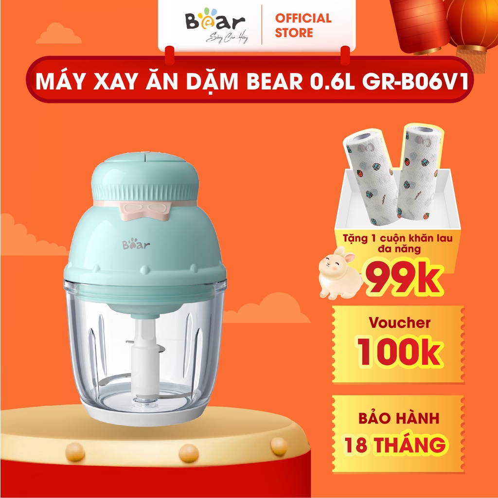 Máy xay ăn dặm 0,6L Bear Xay đa năng, tiện dụng cho bé GR-B06V1