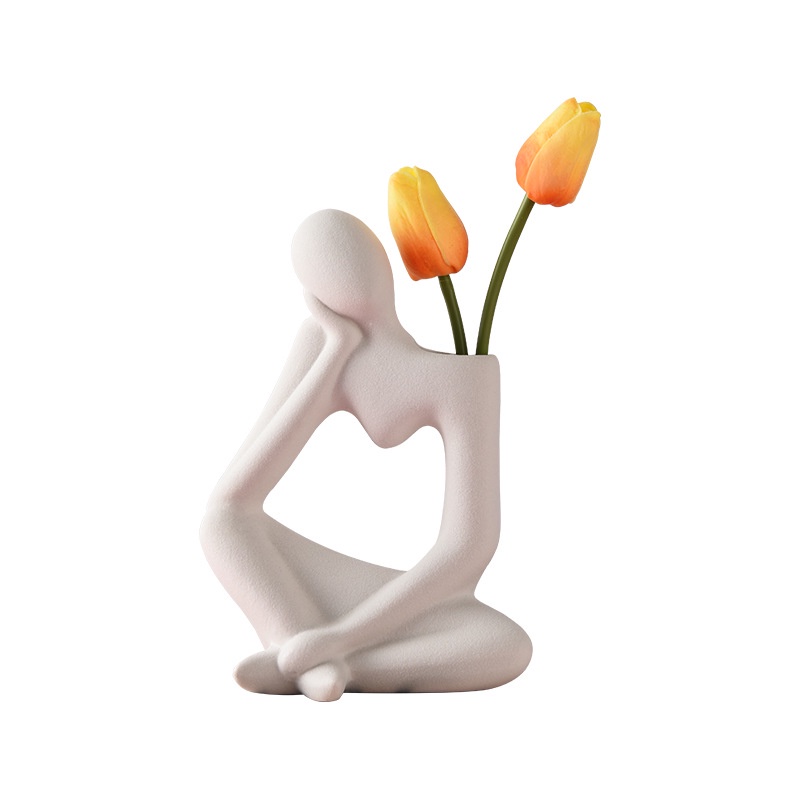 Bình cắm hoa gốm sứ nghệ thuật hình người suy nghĩ