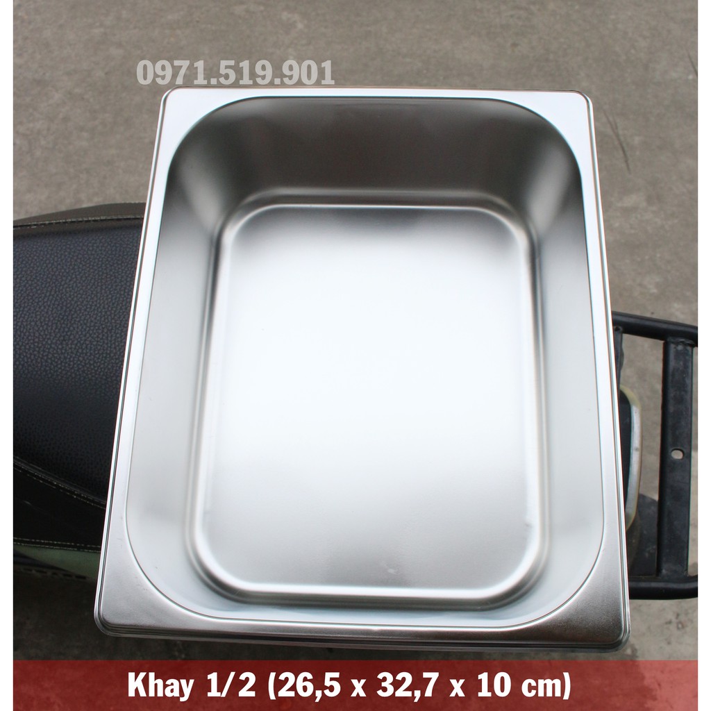Khay đựng thạch inox 304 - khay topping GN 1/2 sâu 10cm