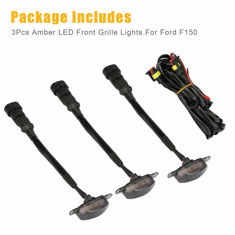 Bộ 3 đèn LED gắn lưới tản nhiệt cho xe Ford