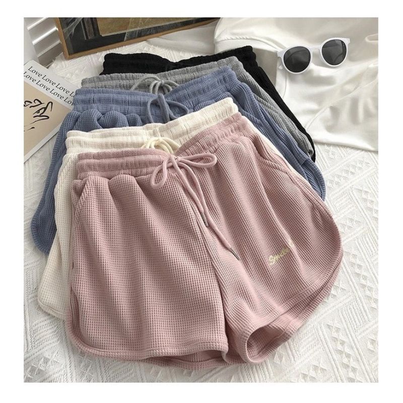 Quần Short Đùi Thêu Smile[FREESHIP]Quần đùi chất tổ ong dày dặn Unisex phong cách năng động