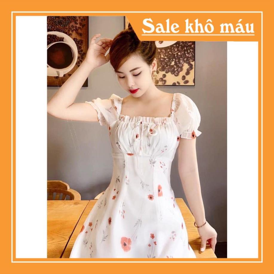 Váy hoa dáng xòe cổ vuông V1931  - Váy hoa dáng xòe cổ vuông, Xinh Xắn  ❤️NMC SHOP❤️