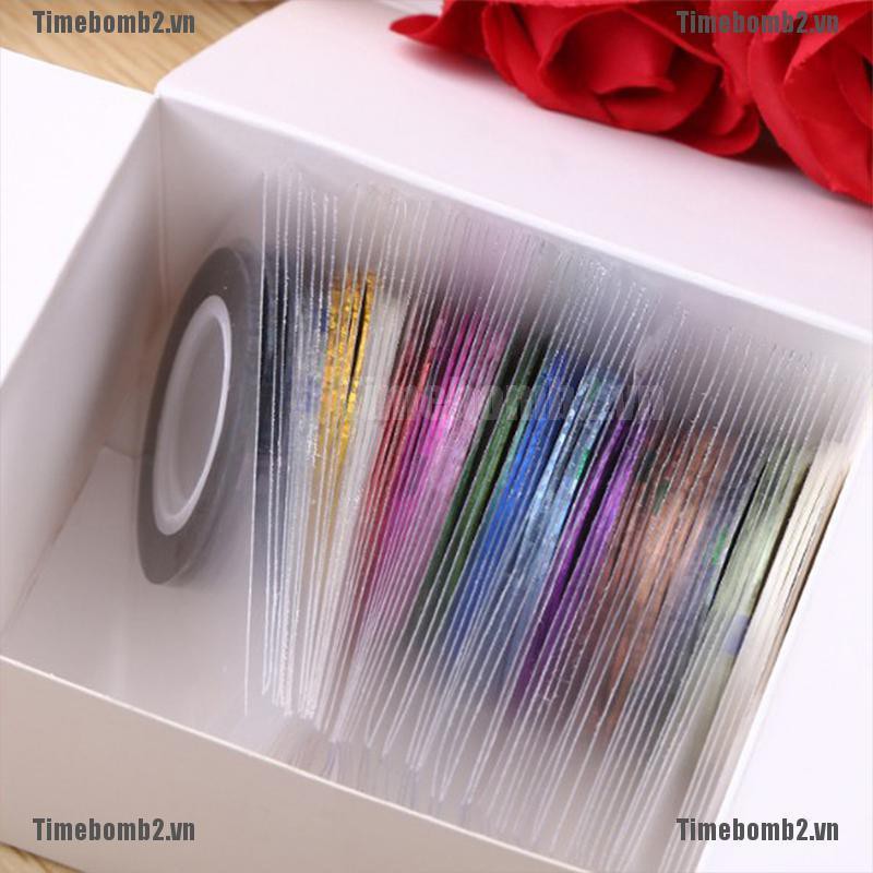 [Hàng mới về] Set 30 cuộn dải băng dán trang trí móng tay nghệ thuật nhiều màu sắc 20m