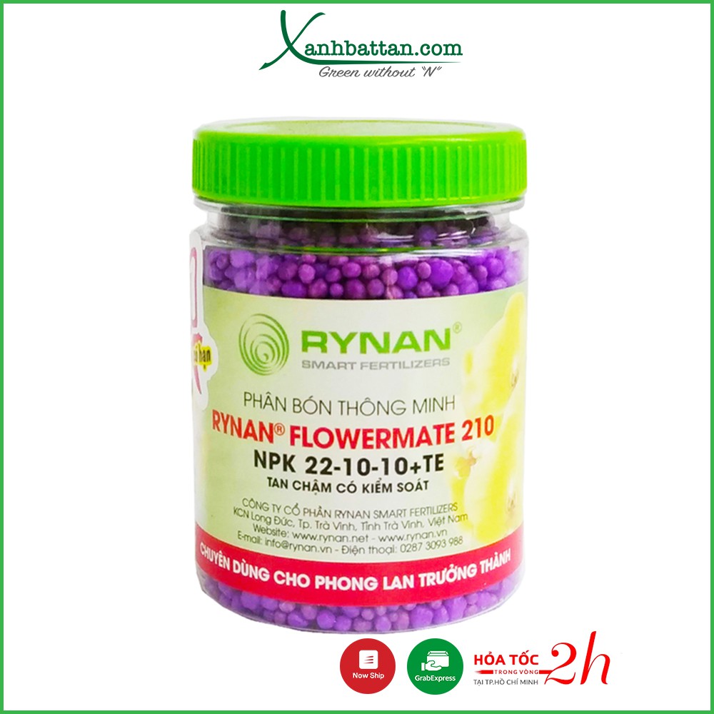 Phân tan chậm thông minh RYNAN 210 bổ sung dinh dưỡng, dùng cho lan trưởng thành lọ 150 gram