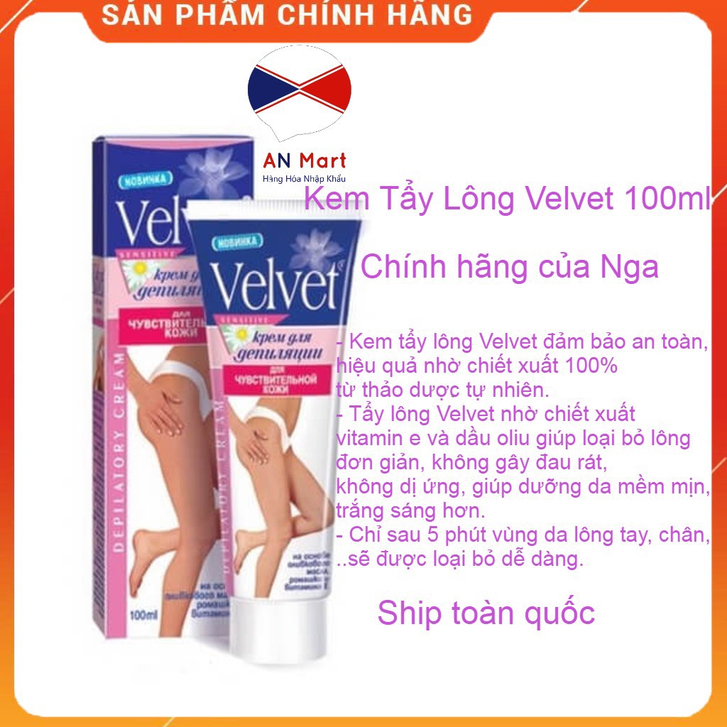 Kem Tẩy Lông Velvet 100ml, Tẩy Lông hiệu Quả Velvet - Chính Hãng Nga