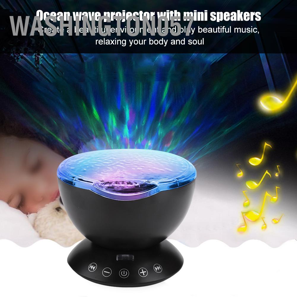 Washington057 LED Ocean Projector with Mini Speaker 2M USB Cable Colorful Projection Lamp Support Memory Card and 3.5mm Port
