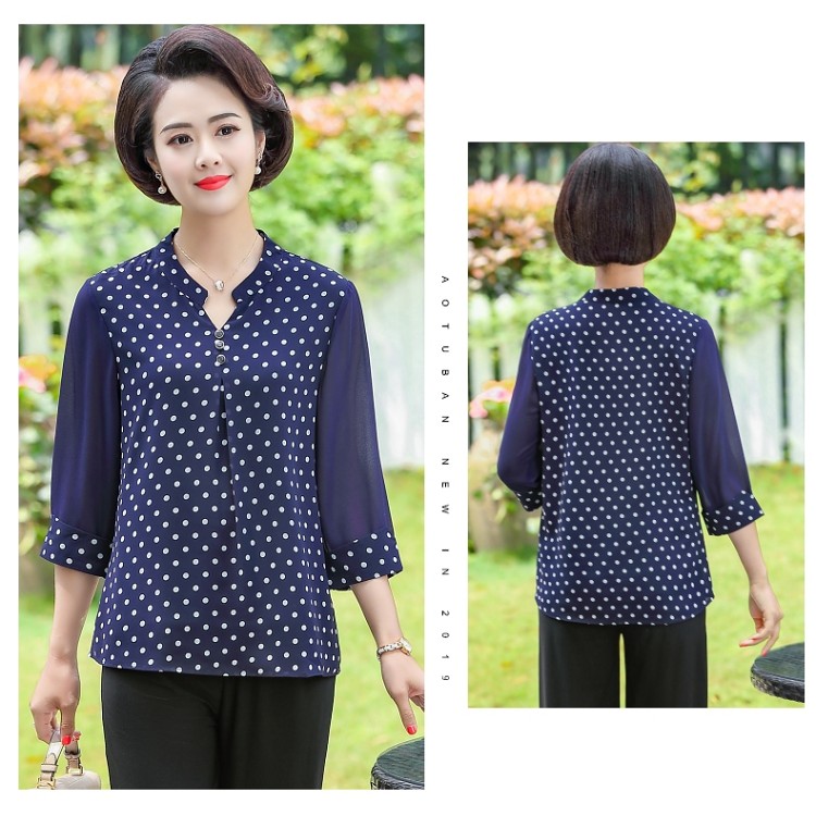 TK707-SƠ MI CHẤM BI TAY LỠ QUÝ CÔ S-6XL