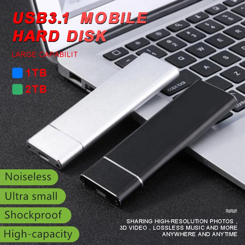 Tốc độ cao USB 3.1 Mini Ổ cứng ngoài siêu mỏng 2TB 2,5 '' SSD