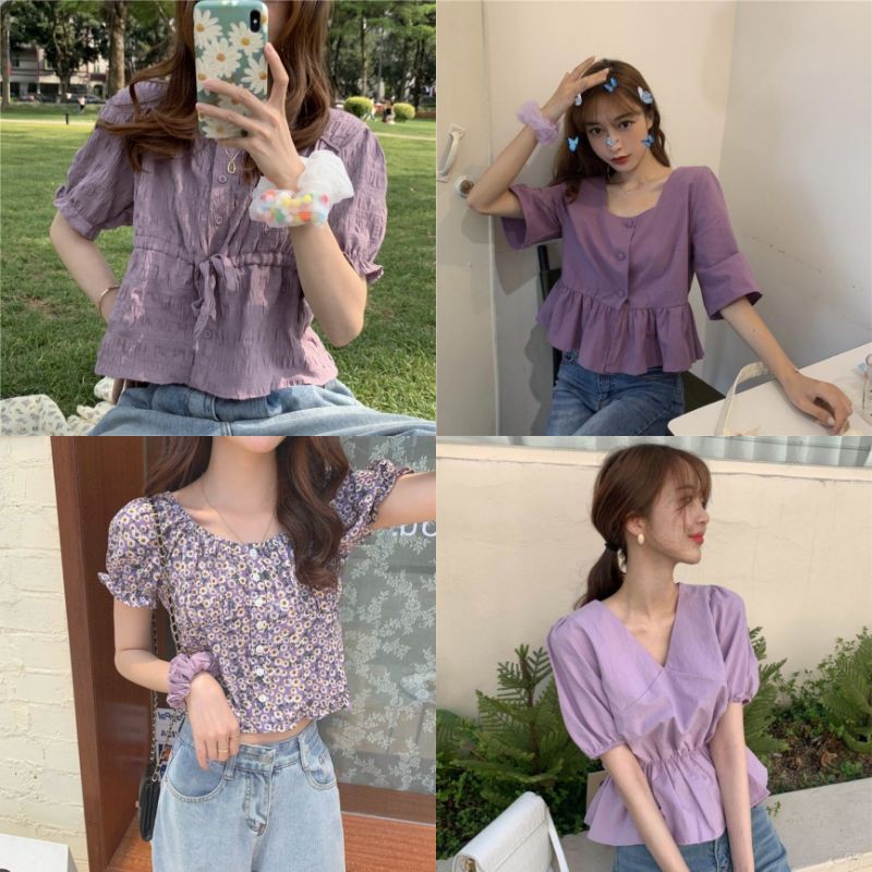 Áo kiểu croptop màu tím các mẫu Jameela