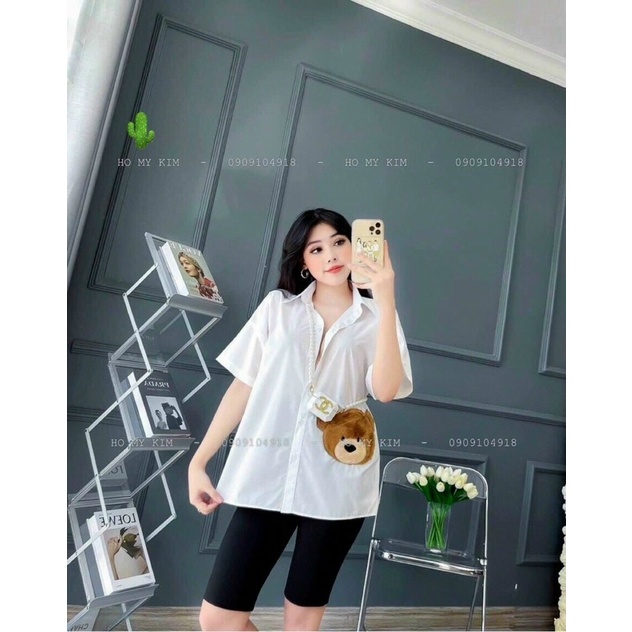 Áo sơmi gấu thêu xinh PC alohashop91