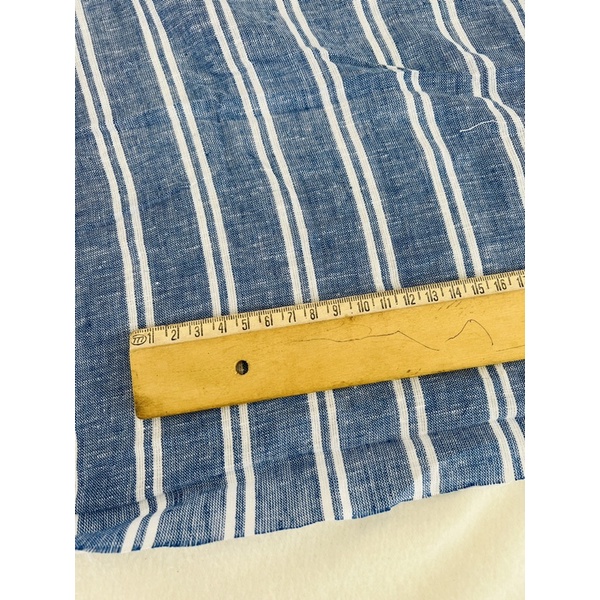 Vải linen sọc xanh denim