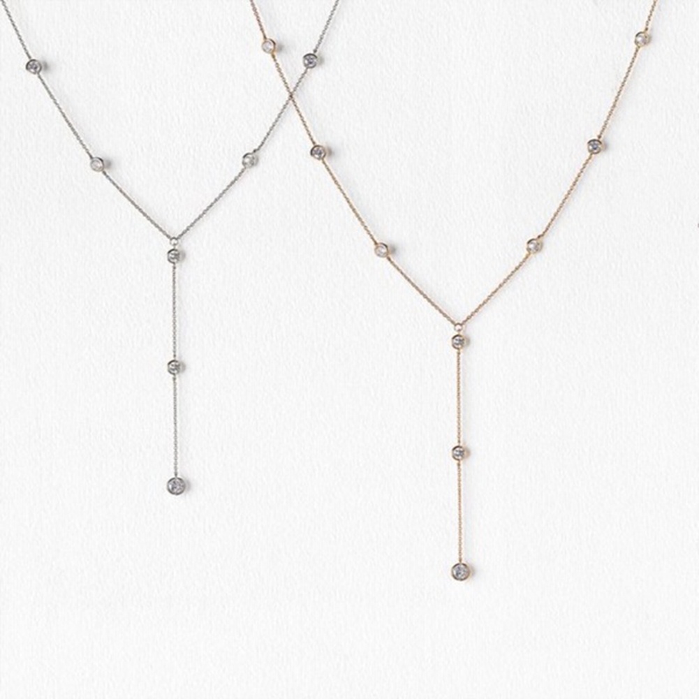 [Hàng Có Sẵn] Vòng cổ Lưng Dài Đính Kim Cương Giả Cho Cô Dâu