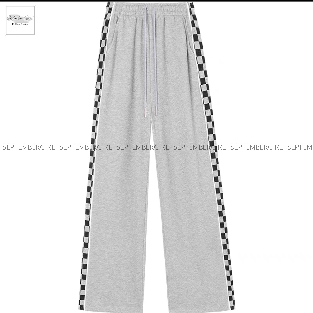 Quần culottes nữ SEPTEMBERGIRL sọc viền caro dáng suông rộng - JOGGER NAM 002V1