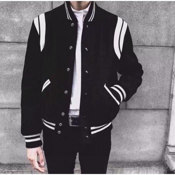 [BENNY FASHION] Áo khoác Bomber /ĐỦ SIZE 45-85 KG / Áo khoác bomber Teddy dạ Saint Laurent viền nách