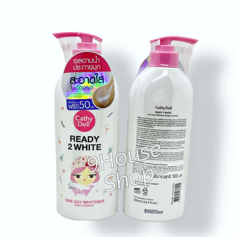 01 Chai Sữa Tắm Trắng Da CÔ GÁI Cathy Doll Ready 2 White One Day Whitener Body Cleanser Thái Lan 500ml