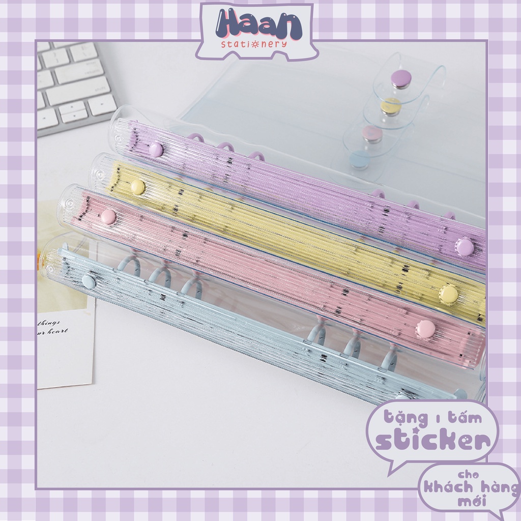 Binder / Bìa sổ còng trong suốt đủ màu sắc pastel🎨chất liệu nhựa dẻo PVC🎨 cỡ A5, A6 làm sổ planner, bullet journal
