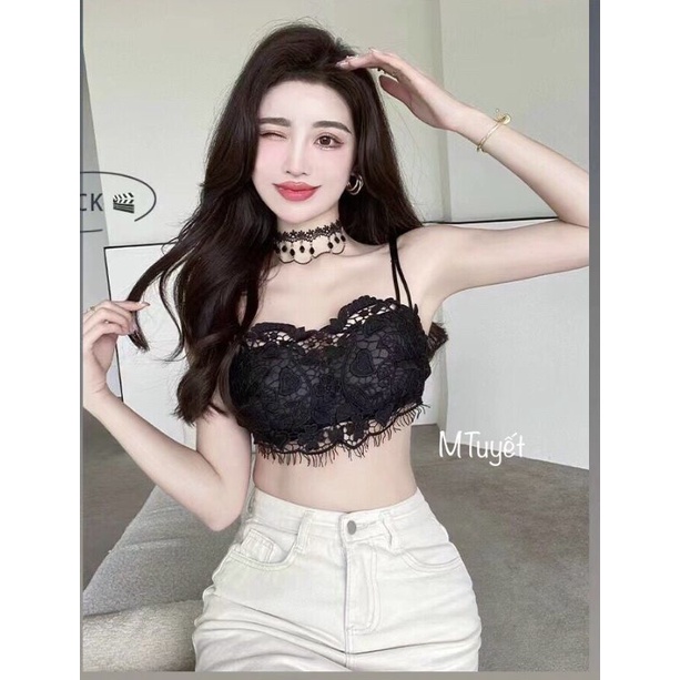 Áo bra 2 dây kép ren hoa hàng QC