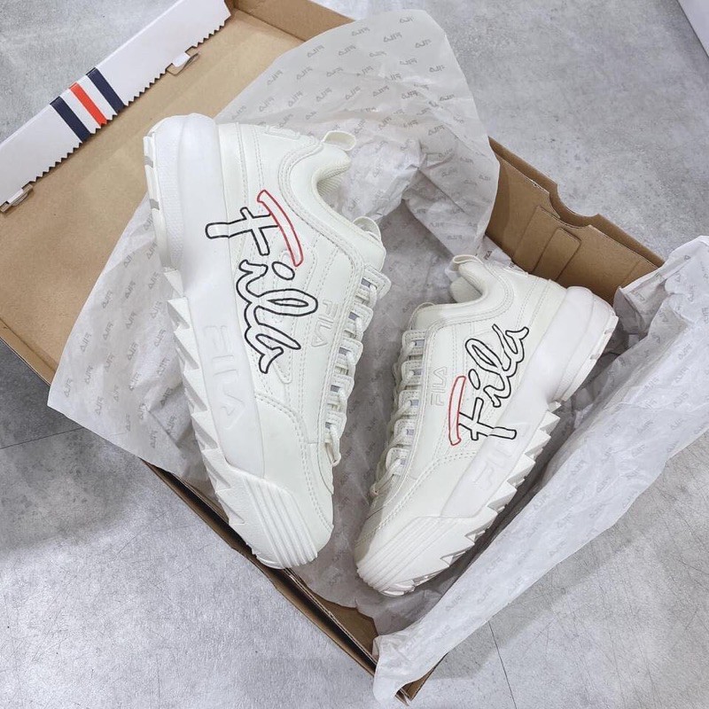 Giày FILA Disruptor 2 Logo Nam nữ Màu Trắng, Hàng Chính Hãng, Full Box, Tem, Tag...