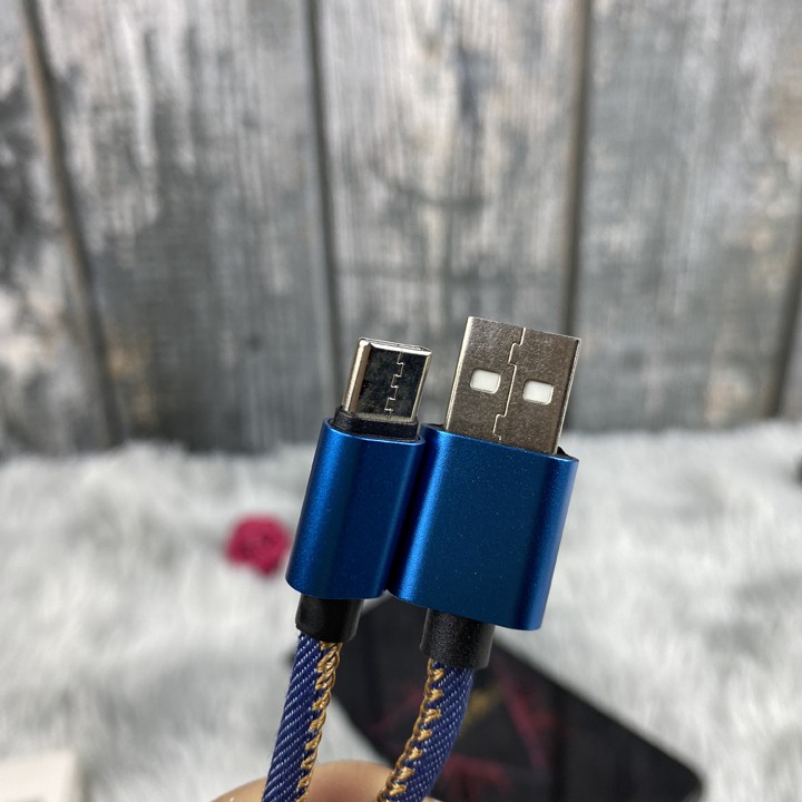 Dây sạc Type C hỗ trợ sạc nhanh 2.4A bọc vải jean siêu bền chống gãy - Mã TZTC699