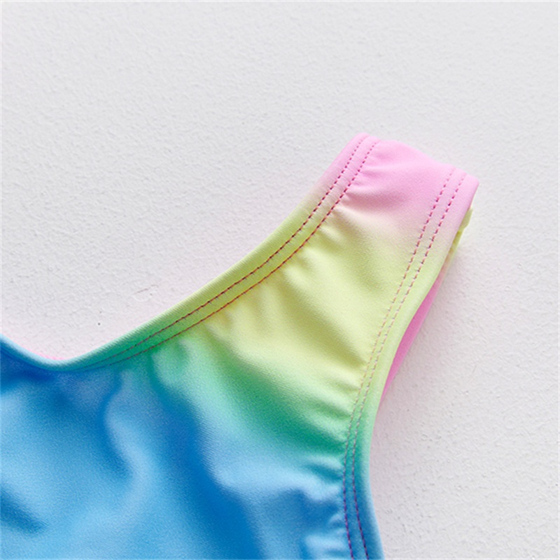 Bộ Đồ Bơi Một Mảnh In Hình Nàng Tiên Cá Màu Cầu Vồng Thời Trang Mùa Hè 2022 Dành Cho Bé Gái 2-11