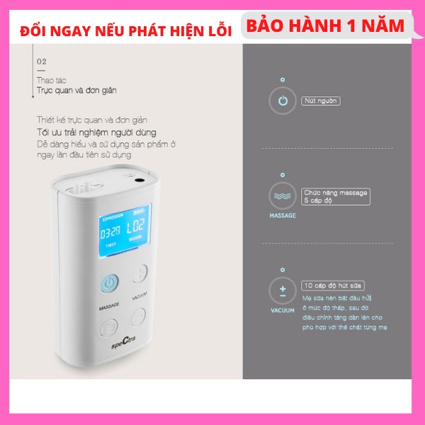 Máy hút sữa Spectra 9 Plus, máy vắt sữa điện đôi chính hãng hàn quốc [ BẢO HÀNH 2 NĂM]