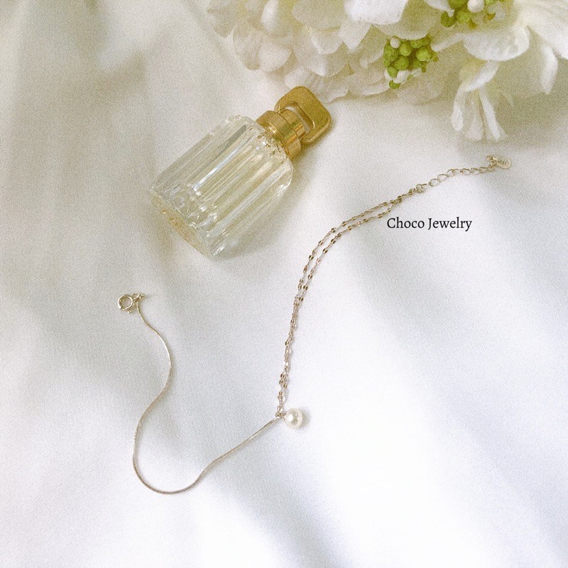 Lắc chân bạc gắn ngọc Choco Jewelry