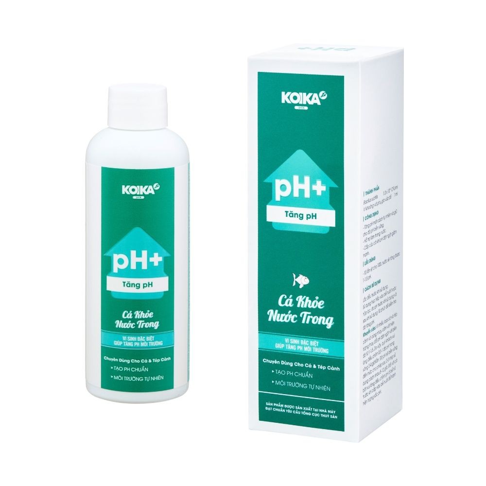 KOIKA pH+ ( chai 105ml) VI SINH ĐẶC BIỆT GIÚP TĂNG PH MÔI TRƯỜNG  CHUYÊN DÙNG CHO CÁ VÀ TÉP CẢNH