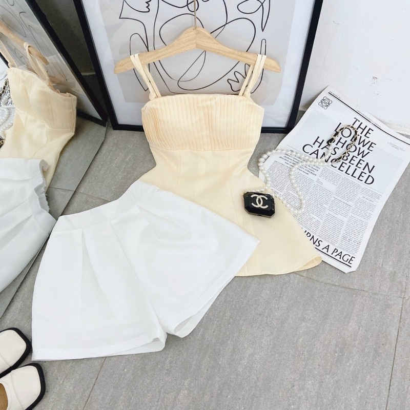 SET ÁO PELUM 2S NGỰC DẬP LY  + SHORT