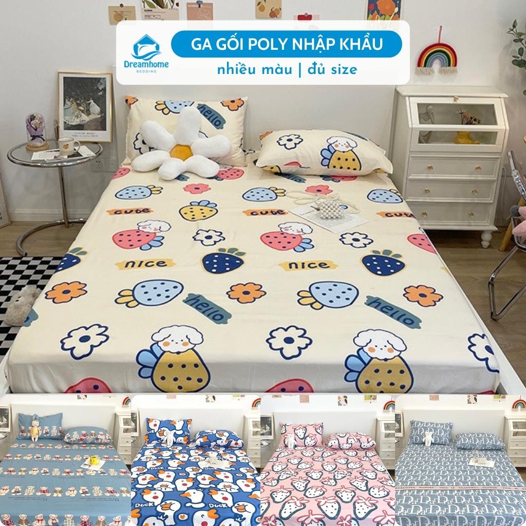 Bộ ga gối cotton 3F hồng, đỏ