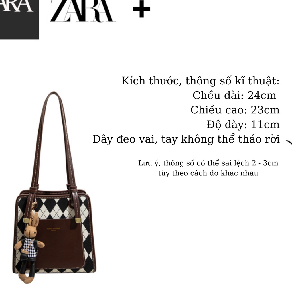 Túi xách nữ đeo vai họa tiết caro thời trang, phụ kiện Forher.since1998