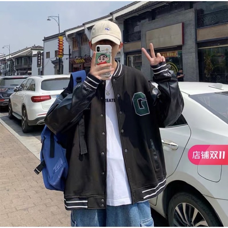 [Mã WASTMAY giảm 15% tối đa 30K đơn 150K] [Order taobao Áo khoác bomber phối tay da unisex ullzang | BigBuy360 - bigbuy360.vn