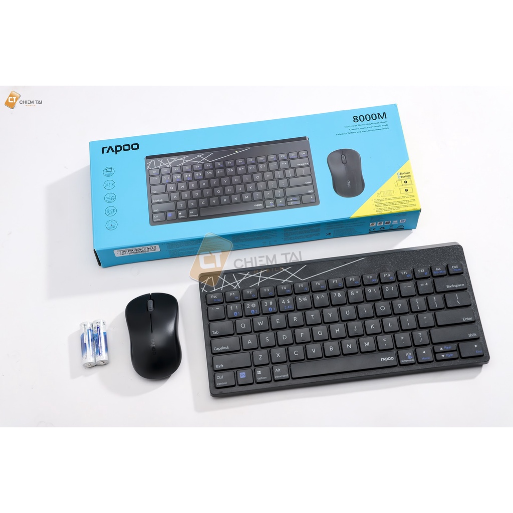 Bộ phím chuột không dây Rapoo 8000M Multi-mode Bluetooth + USB Wireless