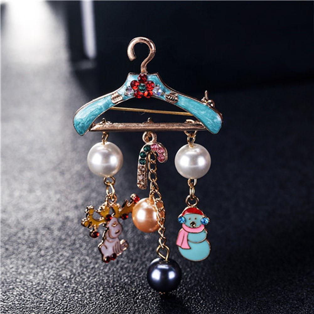 QQMALL Ghim Cài Áo Hình Cây Thông / Tuần Lộc / Ông Già Noel Dễ Thương Cho Nữ