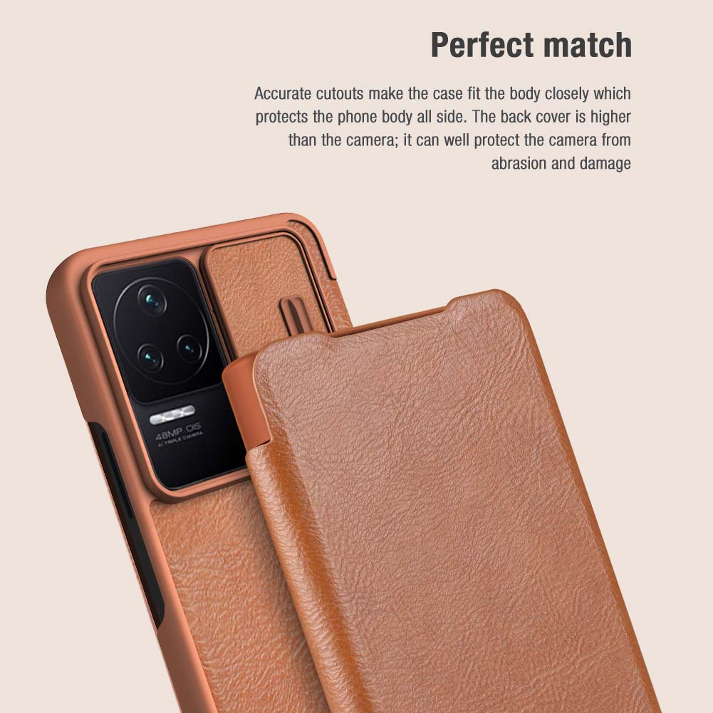 Bao da điện thoại Nillkin QIN Pro nắp lật bảo vệ 360 độ cho Xiaomi POCO F4 chống sốc toàn diện