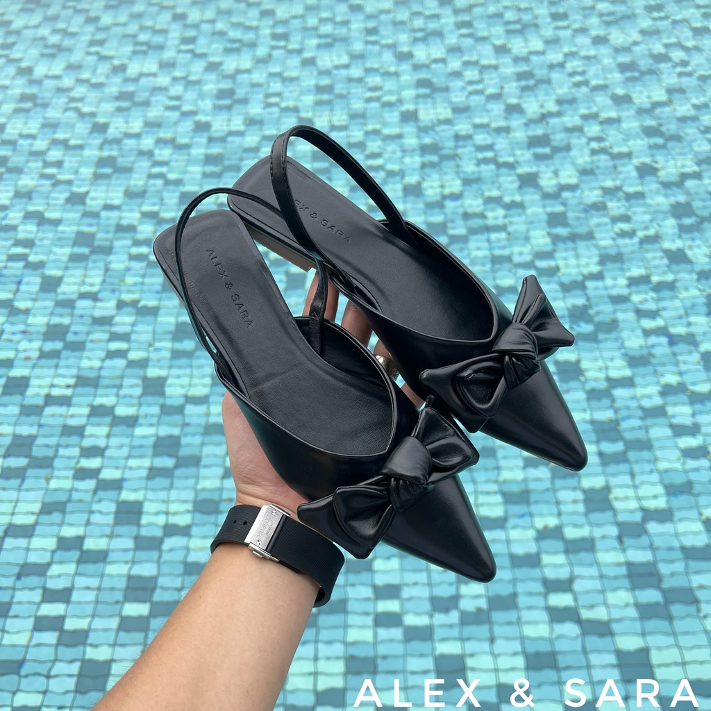 Giày Xăng Đan Nữ - Giày Sandal Bít Hở Gót AS Slingback Mũi Nhọn Nơ Xinh Xắn 2p VNXK