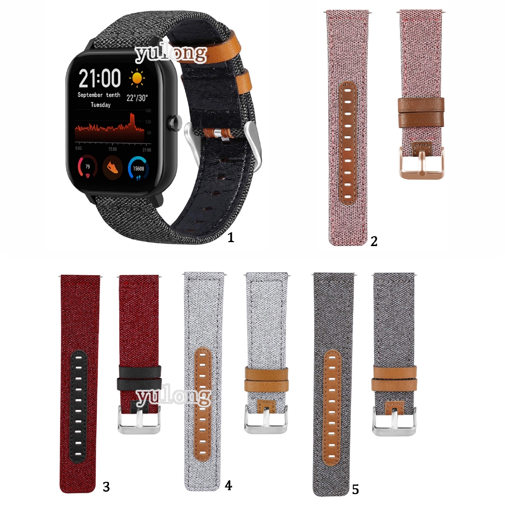 Dây Đeo Bằng Da Và Vải Canvas Cao Cấp Cho Đồng Hồ Thông Minh Huami Amazfit GTS2 GTS4 mini GTS3 GTS2e Neo GTS 2 3 4 2e