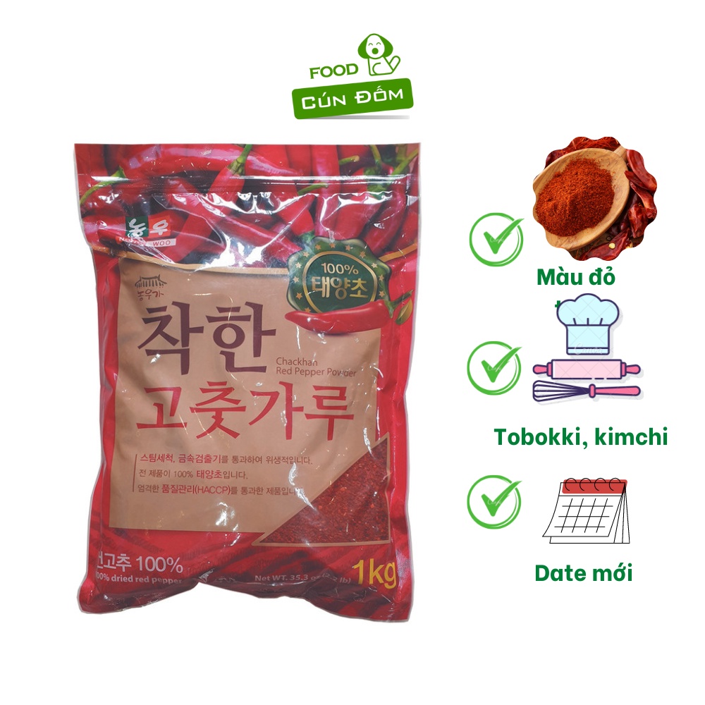 Bột ớt cánh Hàn Quốc làm kim chi Chackhan túi 1kg chính hãng