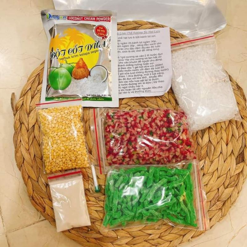 SÉT NGUYÊN LIỆU NẤU Chè Sương Sa hạt lựu bánh lọt 650gr