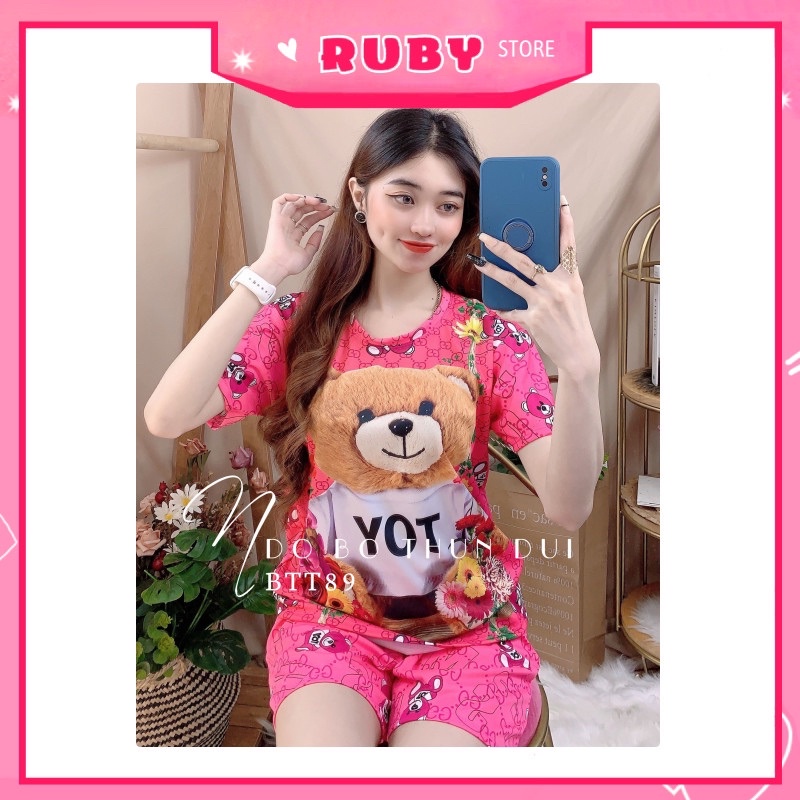 Đồ bộ nữ mặc nhà chất thun mịn mát ❤️ Set đùi hoạt hình Free Size ❤️ Rubystorevn BTT89
