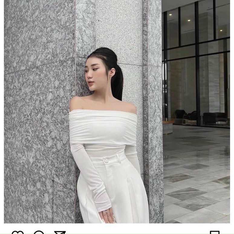 Áo Trễ Vai Dài Tay CHICCLOTHES ♥️ FREE SHIP ♥️ Thun body dáng ôm chất tăm bánh bèo cực xinh