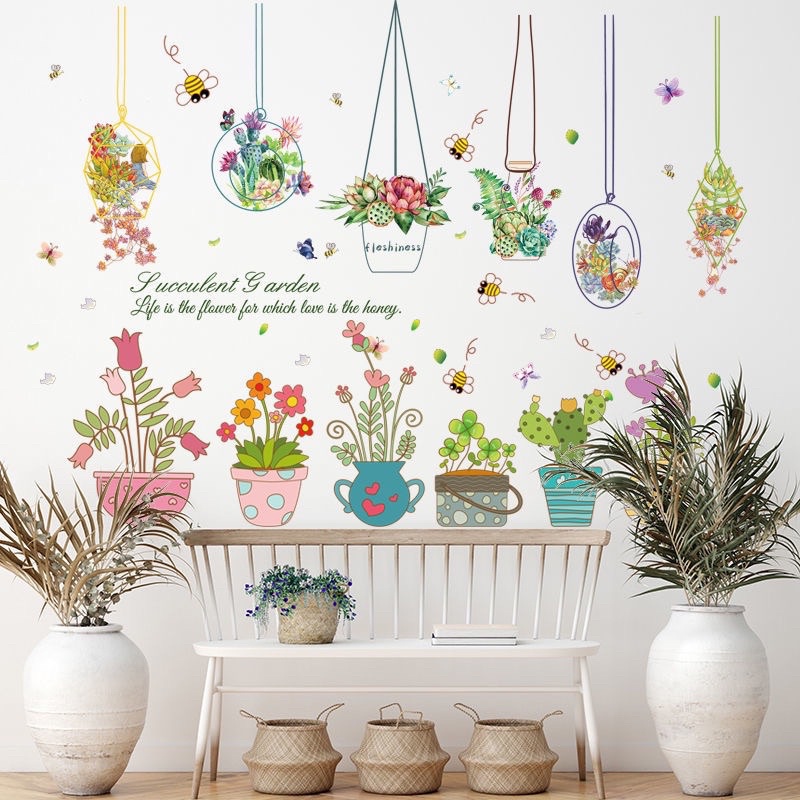 Decal dán tường cây xanh trang trí  CHỌN NHIỀU MẪU  Tranh dán hoa lá xanh tươi bóc dán