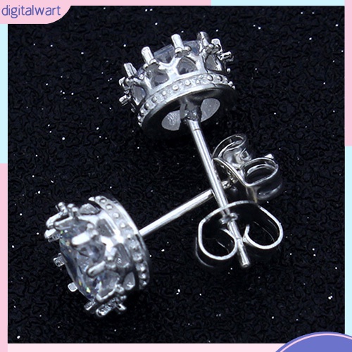 Khuyên Tai Mạ Bạc Đính Đá Hình Vương Miện Xinh Xắn Dành Cho Nữ