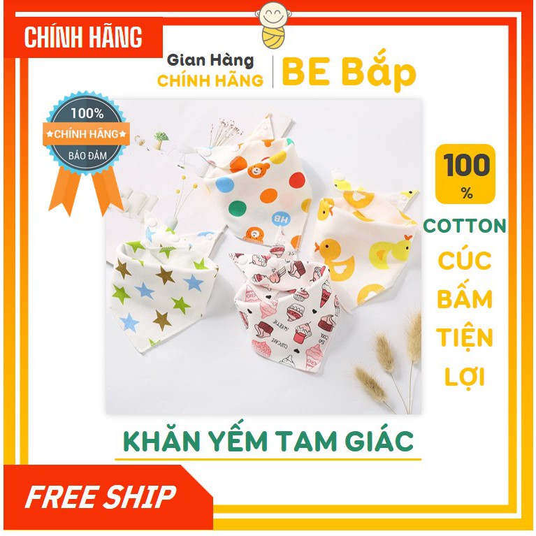 Set 5 Khăn Yếm Tam Giác ⚡MẪU MỚI 𝟐𝟎𝟐𝟏⚡ Hàng Xuất Nhật 100% Cotton Có Cúc Bấm Cho Bé Vải Xô 4 Lớp Thấm Hút Tuyệt Đối