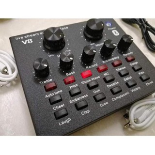 SOUNDCARD V8 CÓ BLUETOOTH auto tune live livestream loại 1 không rè