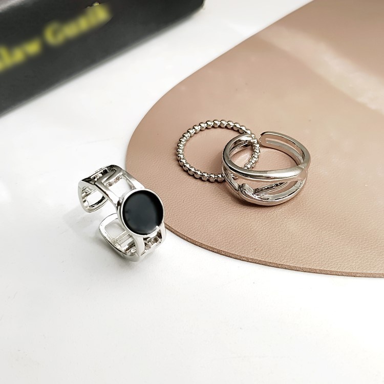 Bộ Ba Nhẫn Màu Bạc Thiết Kế Độc Đáo Thời Trang Hàn Quốc Cho Nữ