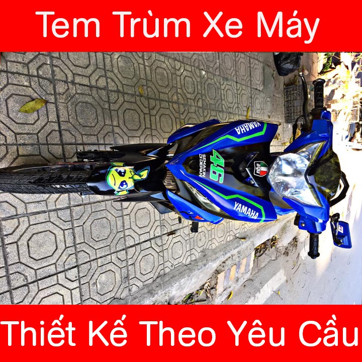 Tem Trùm Xe Exciter 135 Tem Ex135 Cá Mập Xanh Đen GP