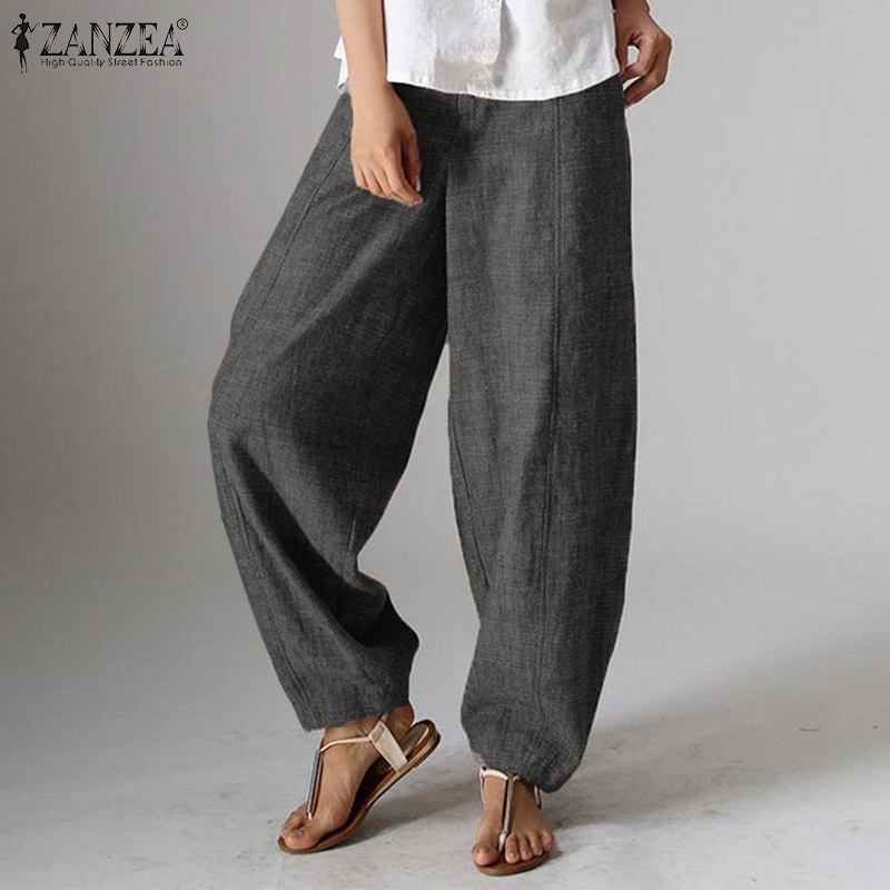 ZANZEA Quần baggy lưng cao ống rộng kiểu dáng thời trang dành cho nữ