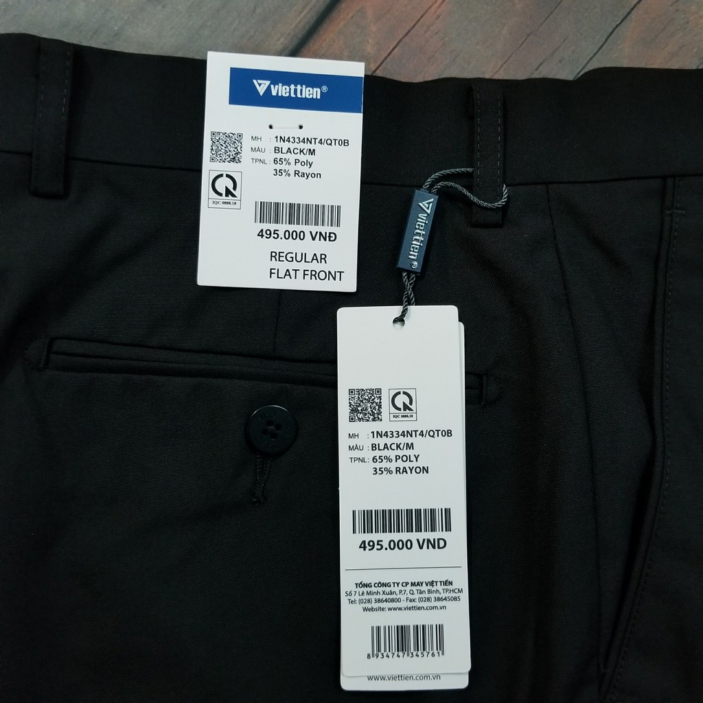 Quần tây nam Việt Tiến màu ĐEN trơn - phom suông REGULAR- có ly và không ly- SHOP HỨA