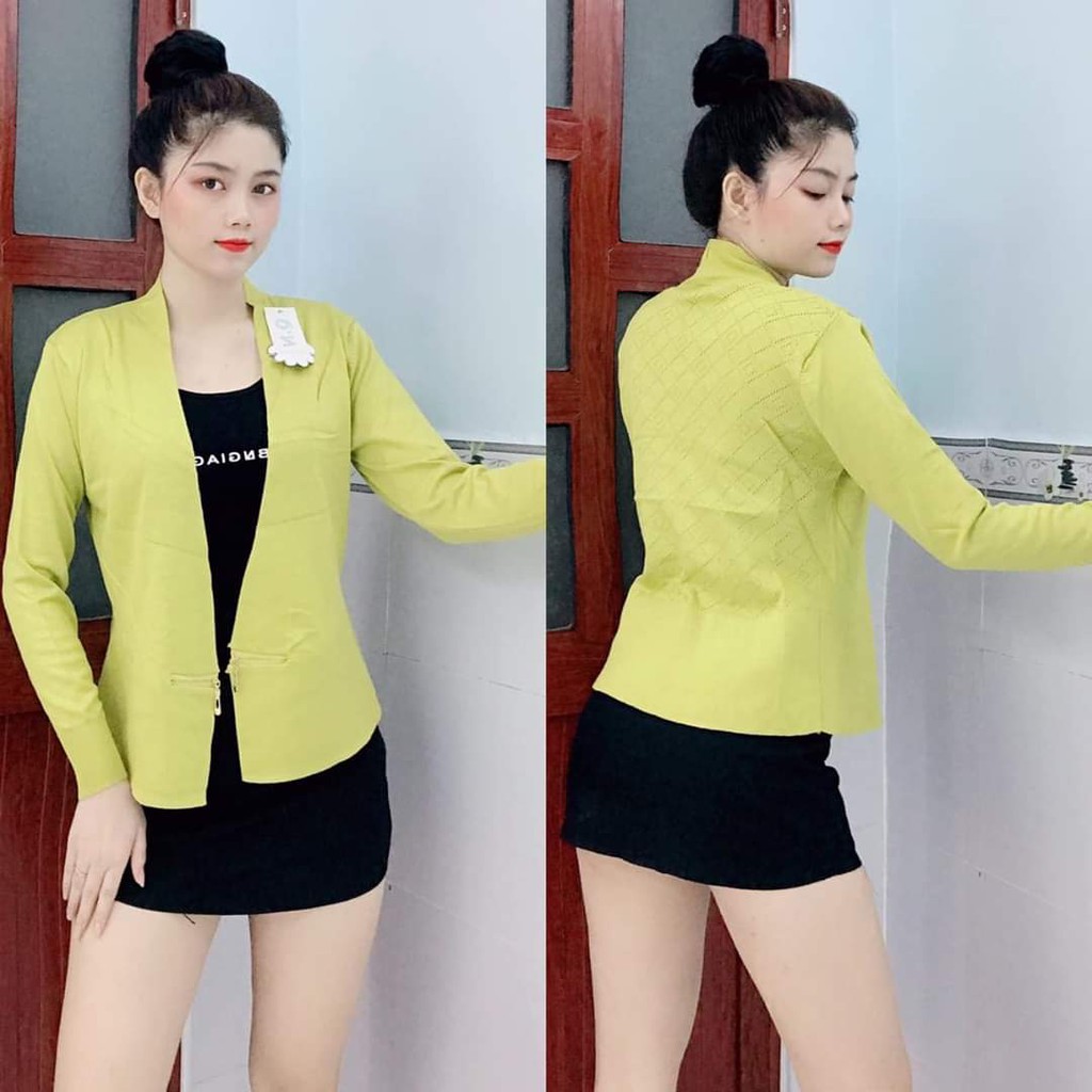 Áo khoác len cardigan phối dây kéo