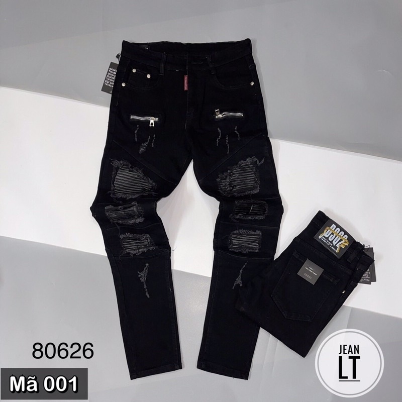 Quần Bò Dài DSQ2, Hoạ Tiết, Quần Ống Côn, Quần Co Dãn